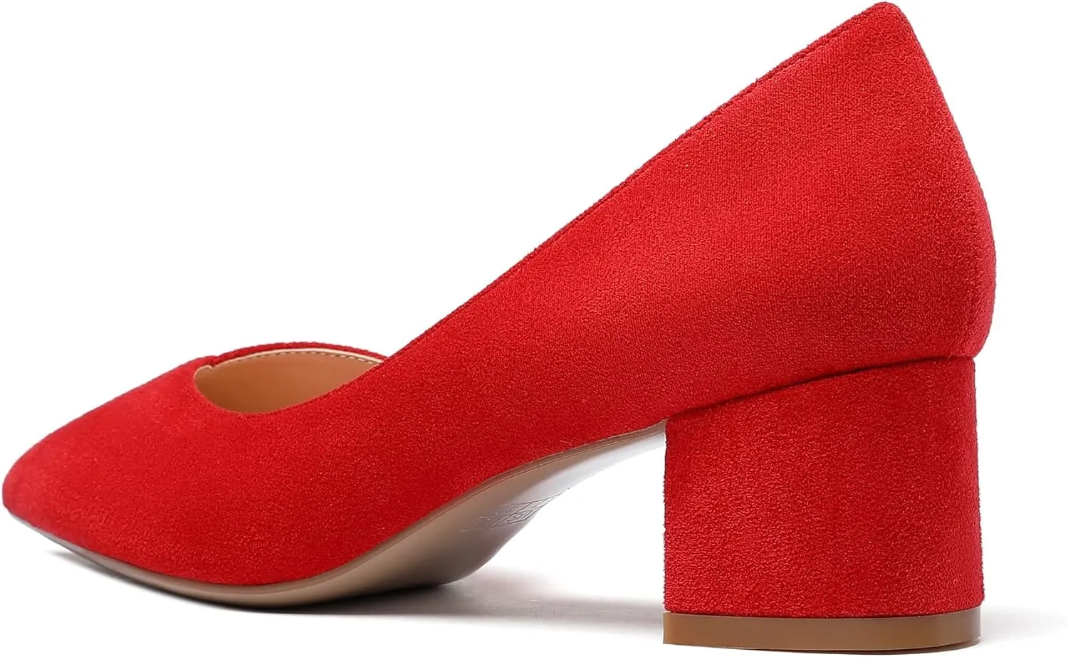 Mettesally Women’s Pointed Toe D’Orsay Block Heel Pumps Low Chunky Heels Closed Toe Party Office Shoes