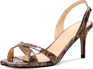 Mettesally Womens Slingback Kitten Heel Sandals Open Toe Criss Cross Ankle Strap High Heels D'Orsay Wedding Party Dress Shoes