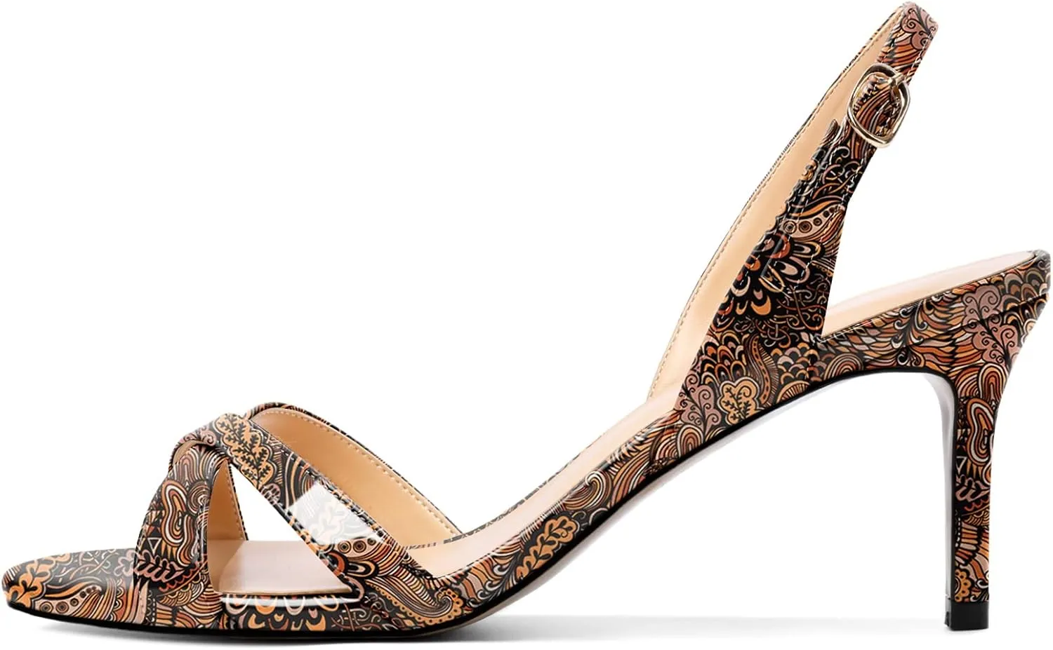 Mettesally Womens Slingback Kitten Heel Sandals Open Toe Criss Cross Ankle Strap High Heels D'Orsay Wedding Party Dress Shoes