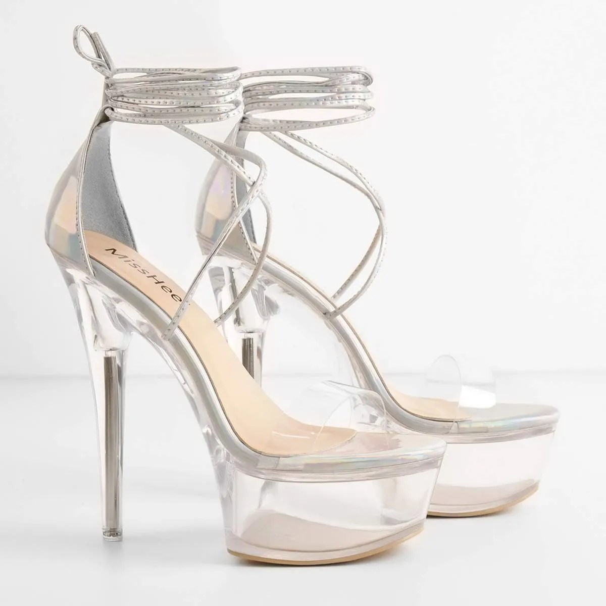 MissHeel Clear Platform Sexy Heels Lace-up