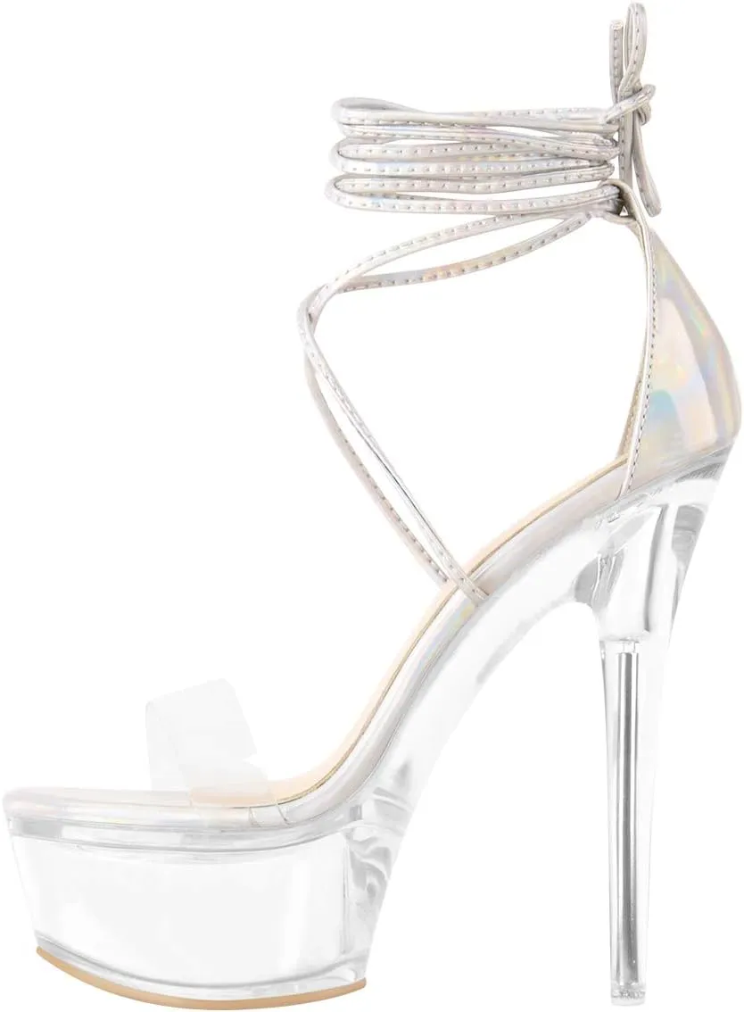 MissHeel Clear Platform Sexy Heels Lace-up