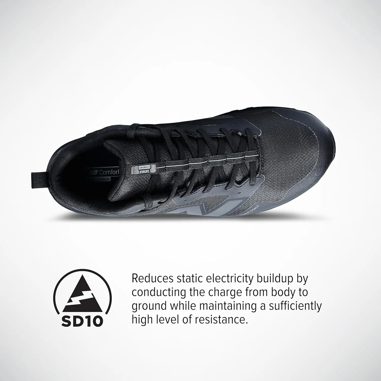 New Balance Evolve ESD Safety Shoes for Men - Non Slip Composite Toe Static Dissipative Electrical Hazard - Extra Wide Fit, Black