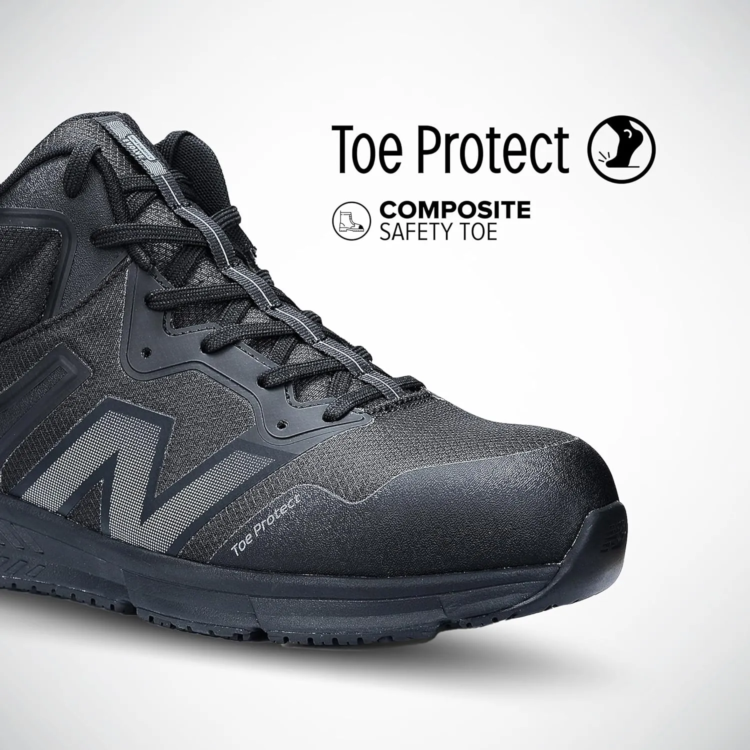 New Balance Evolve ESD Safety Shoes for Men - Non Slip Composite Toe Static Dissipative Electrical Hazard - Extra Wide Fit, Black