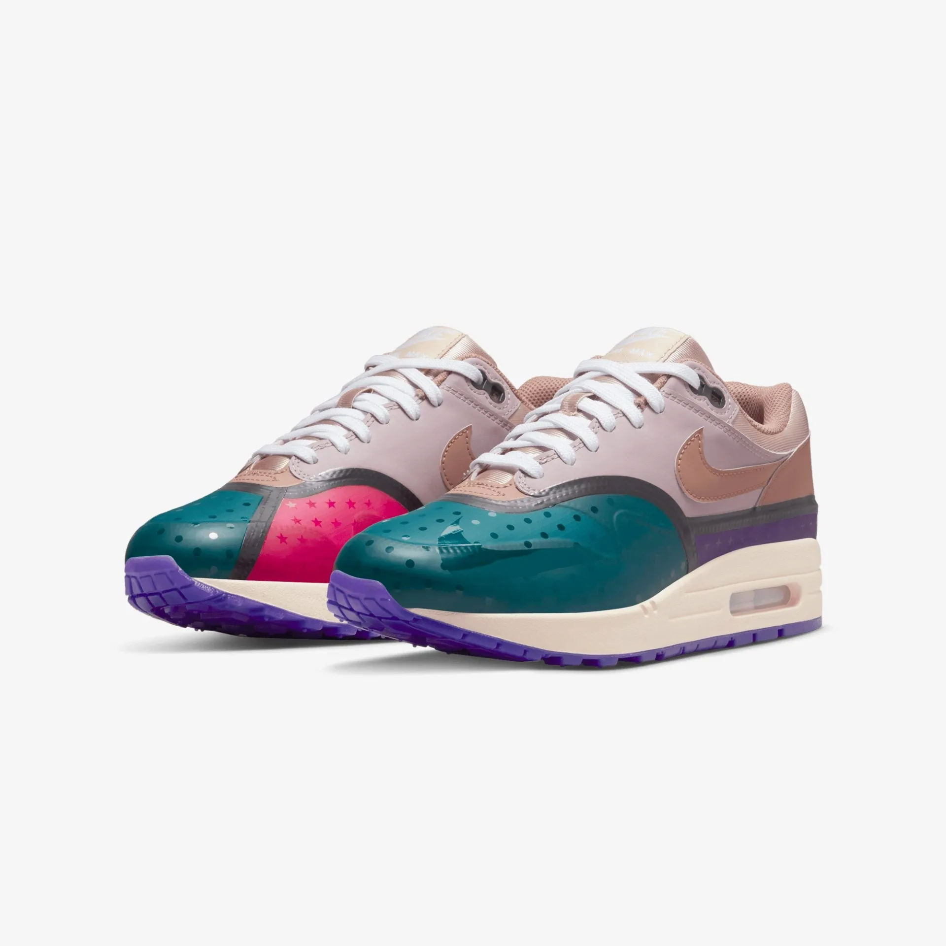 Nike | AIR MAX 1 PRM  { PLUM FOG / FOSSIL ROSE
