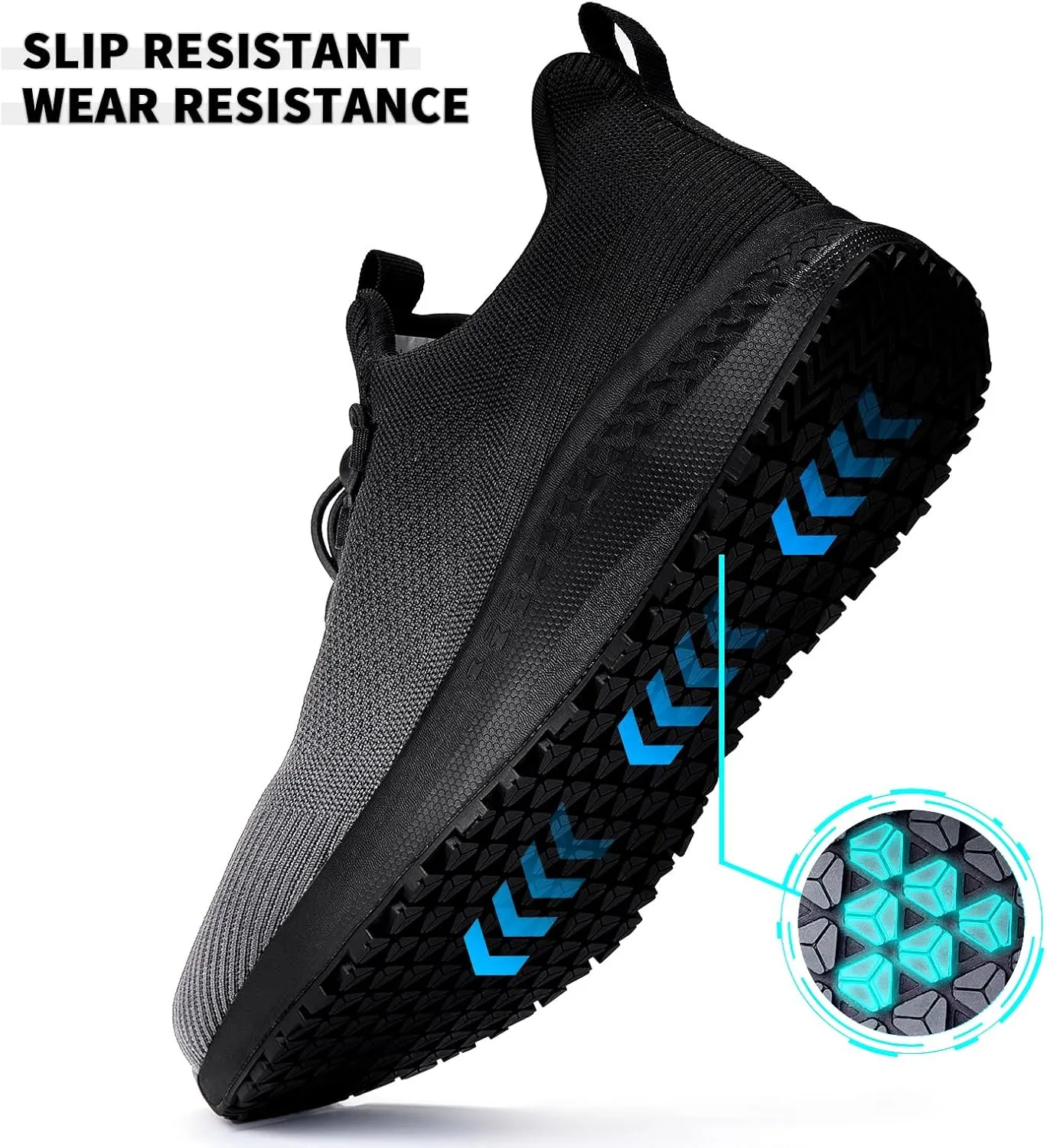 Non Slip Shoes for Men Food Service, Waterproof Work Shoes Restaurant,Slip On Resistant Sneakers, Breathable, Lightweight Walking Shoes for Kitchen and Restaurant Work Black