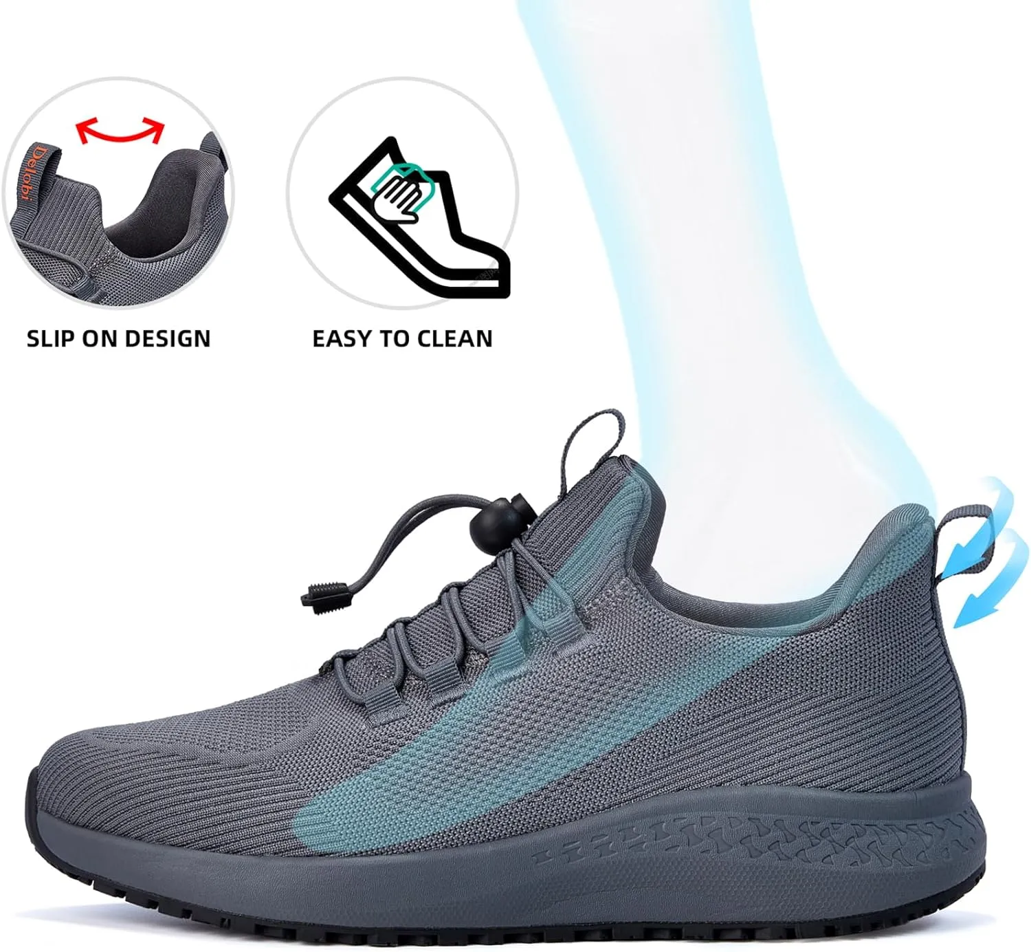 Non Slip Shoes for Women - Food Service & Restaurant, Waterproof Breathable, Lightweight Slip Resistant Sneakers for Kitchen & Nurse