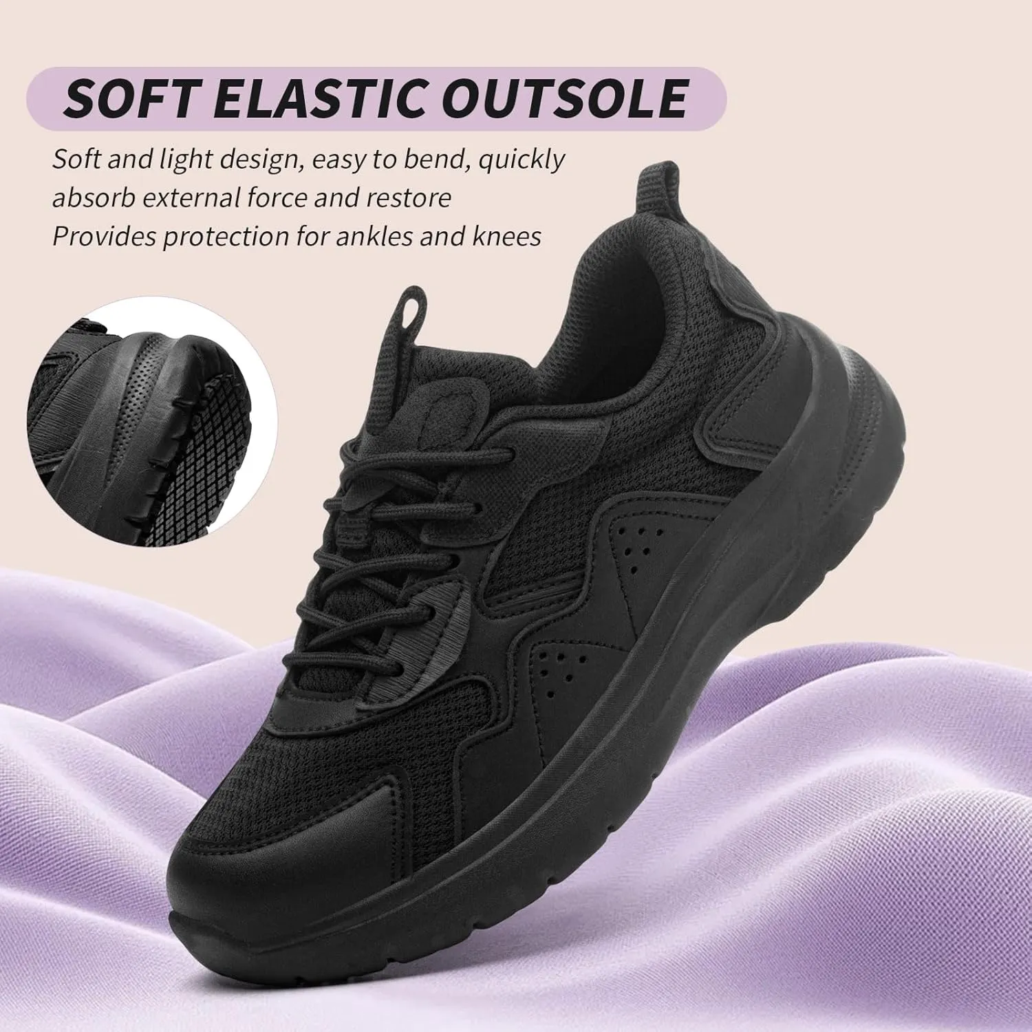 Non Slip Work Shoes Women Food Service-Lightweight and Comfortable Lace Up Shoe Suitable for Restaurants and Crew Work