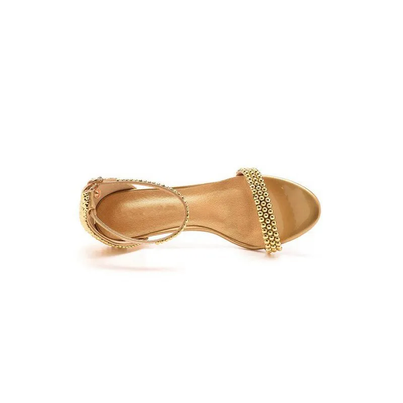 Open Toe Pearl Ankle Strap Wedding High Heels