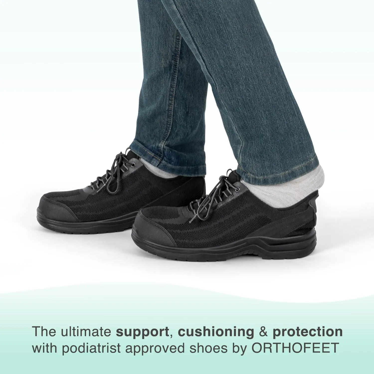 Orthofeet Men's Orthopedic Fabric Onyx Work Shoe