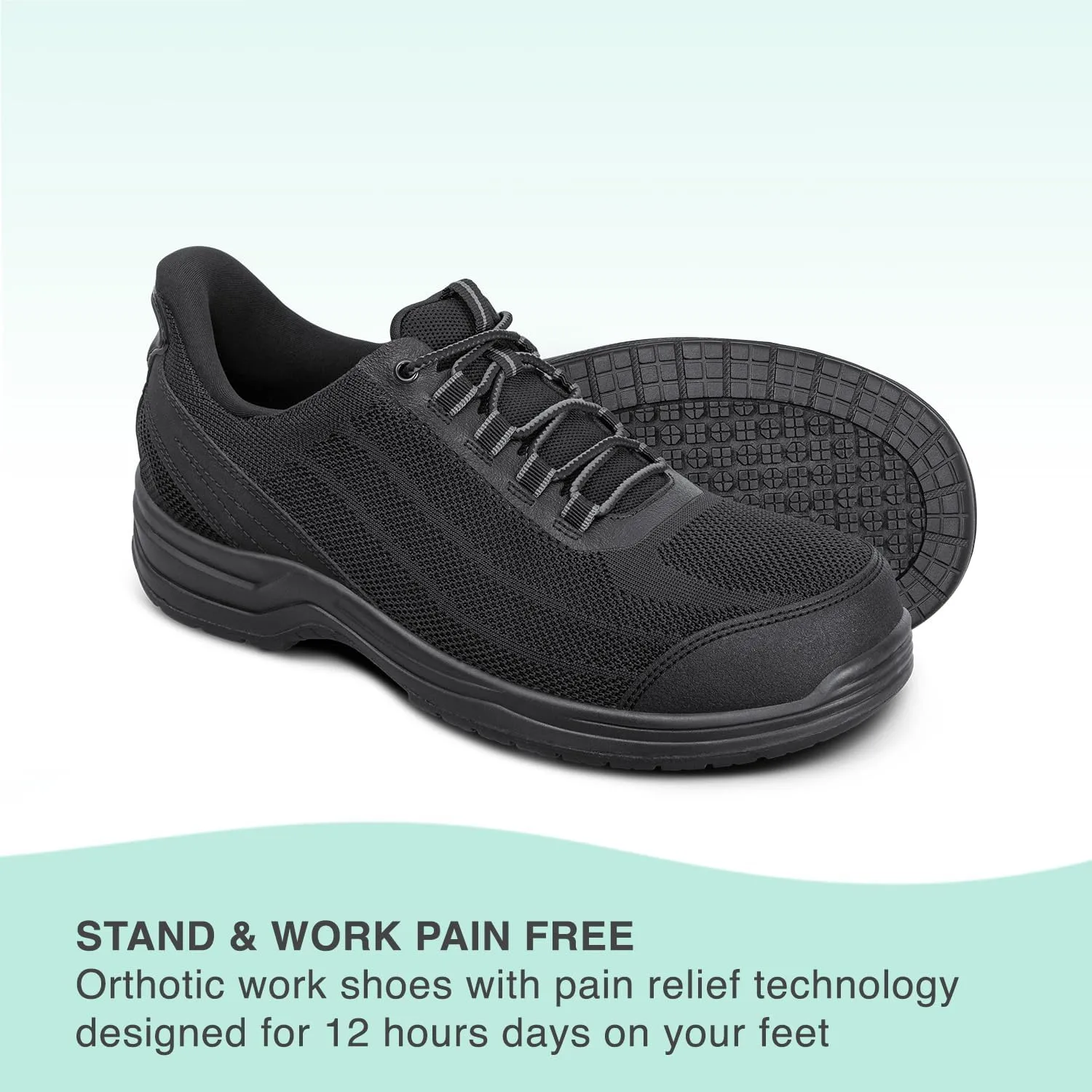 Orthofeet Men's Orthopedic Fabric Onyx Work Shoe