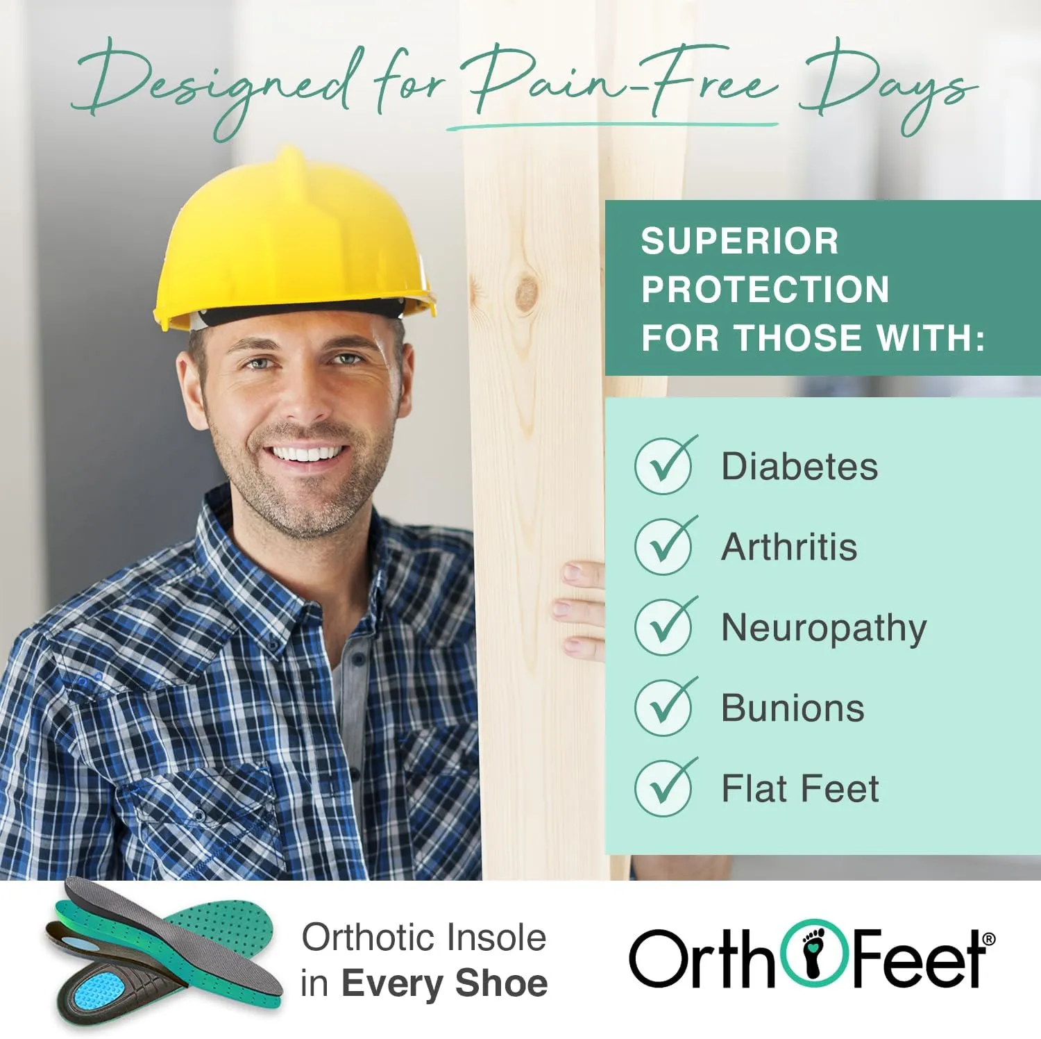Orthofeet Men's Orthopedic Fabric Onyx Work Shoe