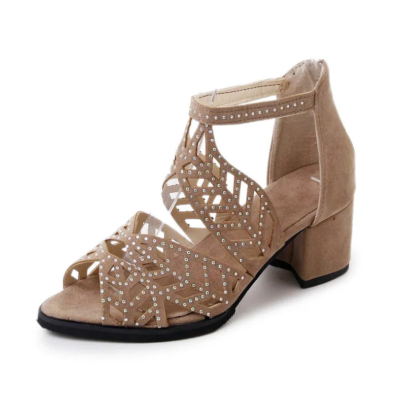 Orthopedic Women's Fashion Hollow Out Chunky Heel Sandals