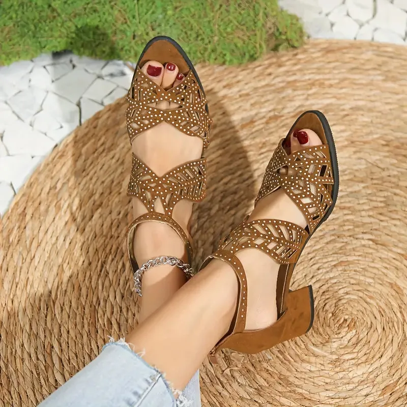 Orthopedic Women's Fashion Hollow Out Chunky Heel Sandals