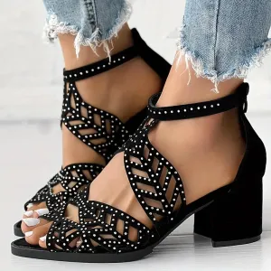 Orthopedic Women's Fashion Hollow Out Chunky Heel Sandals
