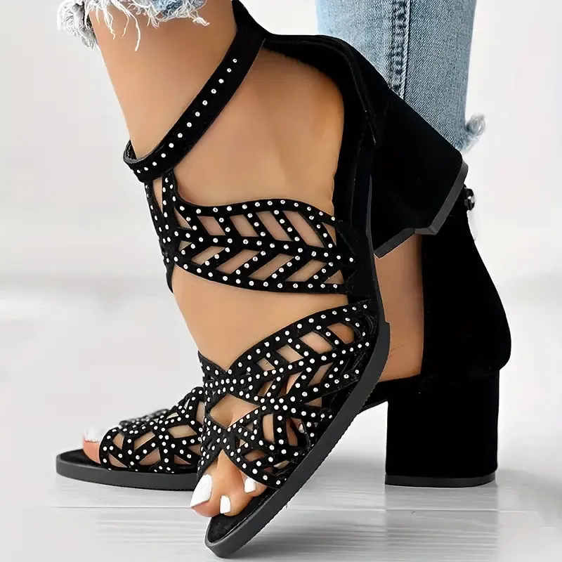 Orthopedic Women's Fashion Hollow Out Chunky Heel Sandals