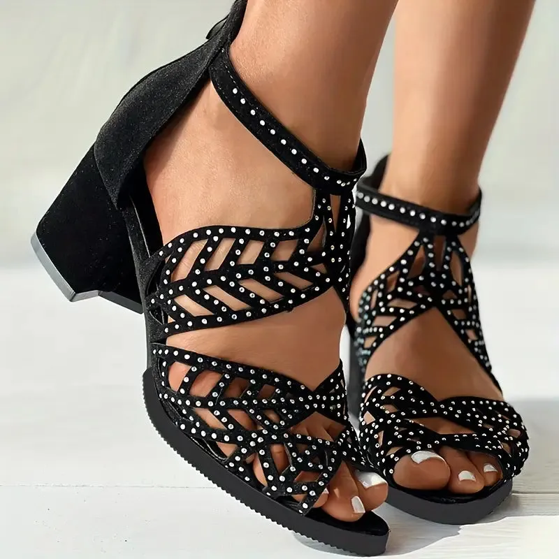 Orthopedic Women's Fashion Hollow Out Chunky Heel Sandals