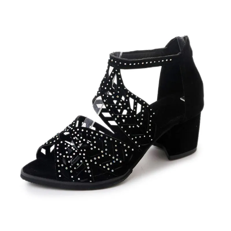 Orthopedic Women's Fashion Hollow Out Chunky Heel Sandals