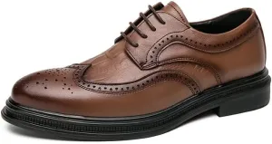 Oxford Shoes for Men Lace Up Round Toe Leather Crocodile Print Patchwork Wingtips Low Top Anti-Slip Non Slip Resistant Classic