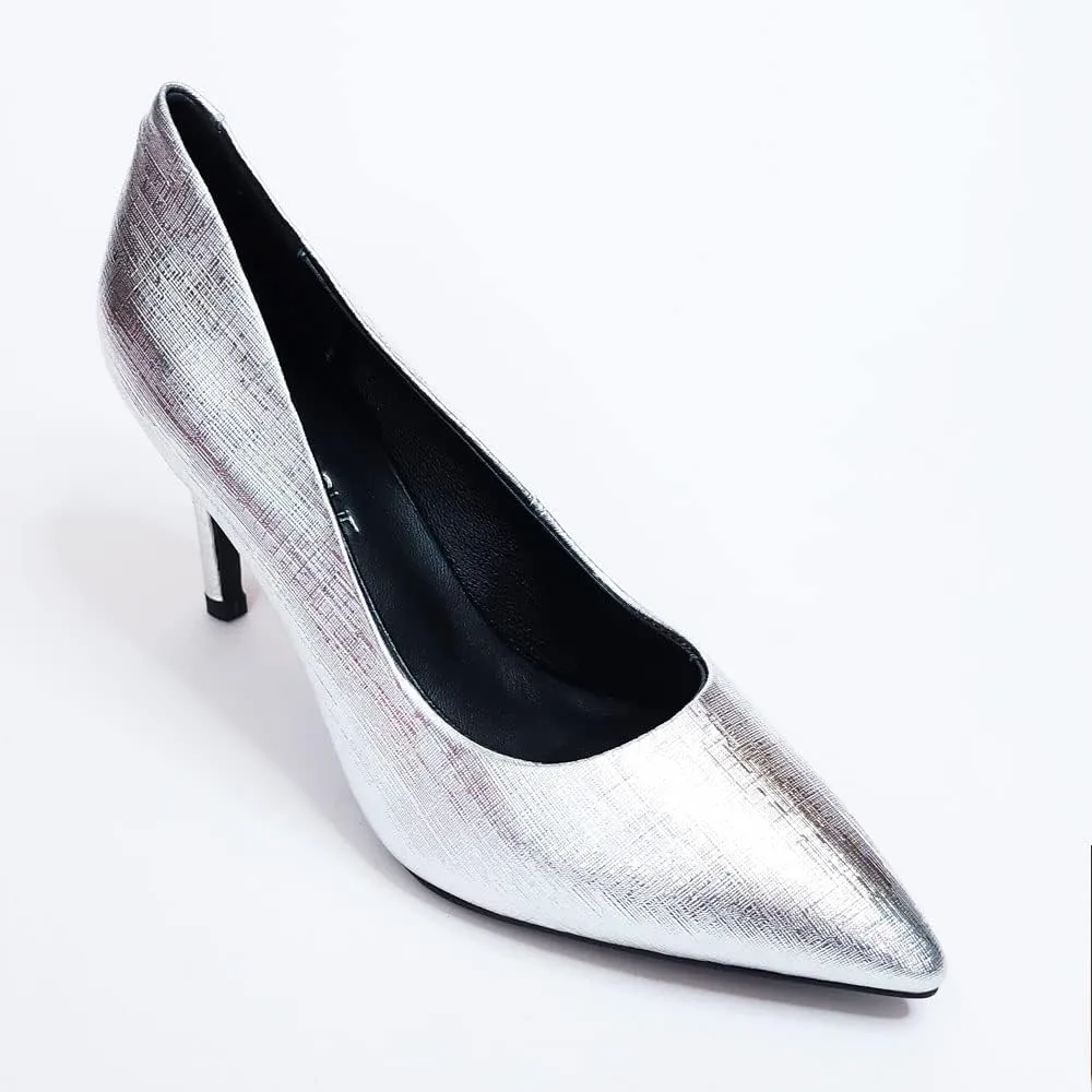 Paris Metallic Leather Dress Pump Shoes Stiletto Heels