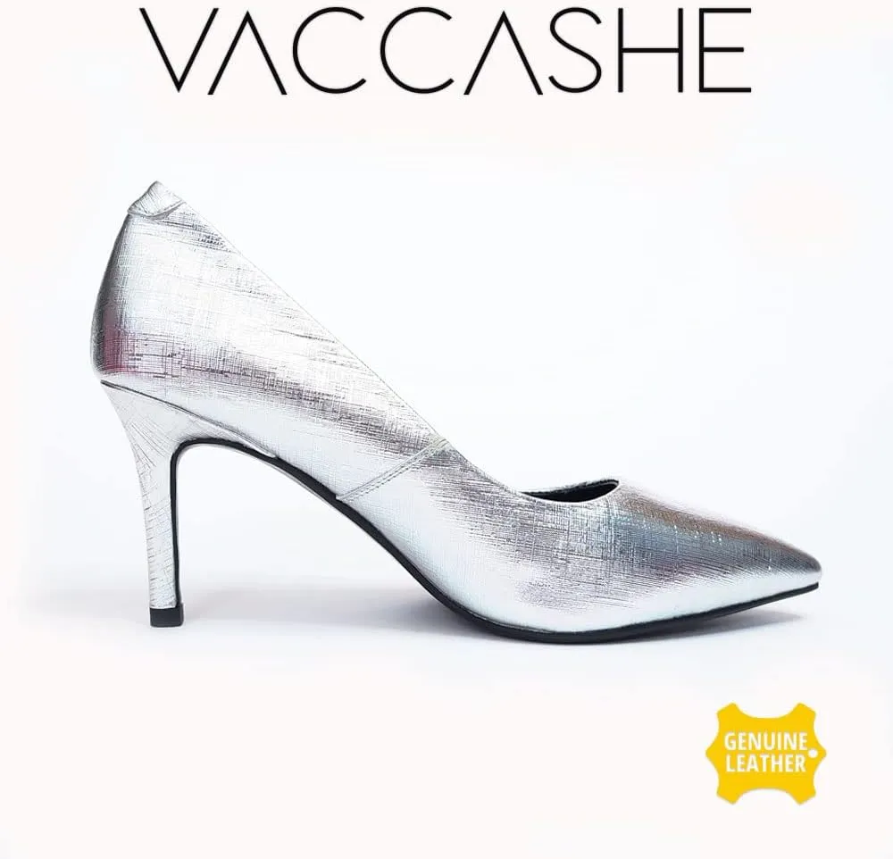 Paris Metallic Leather Dress Pump Shoes Stiletto Heels