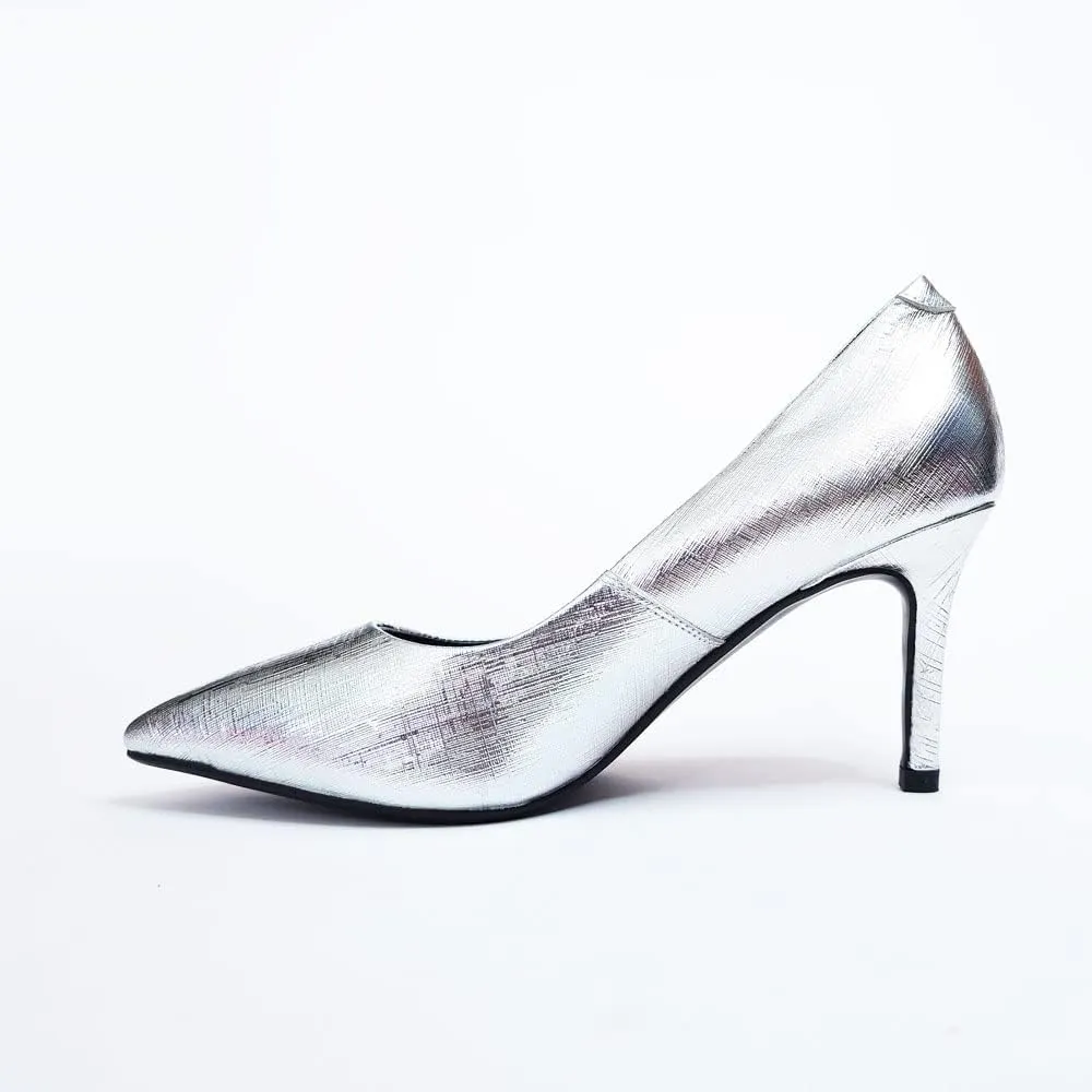 Paris Metallic Leather Dress Pump Shoes Stiletto Heels