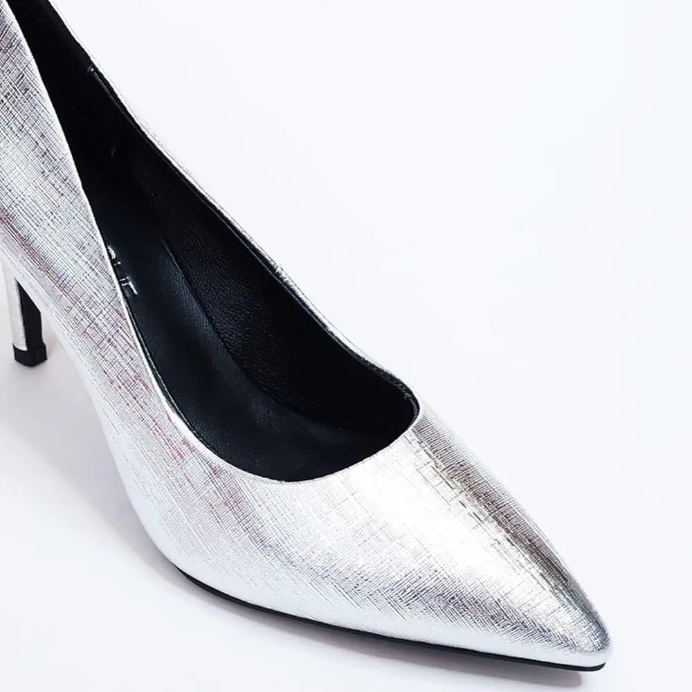 Paris Metallic Leather Dress Pump Shoes Stiletto Heels