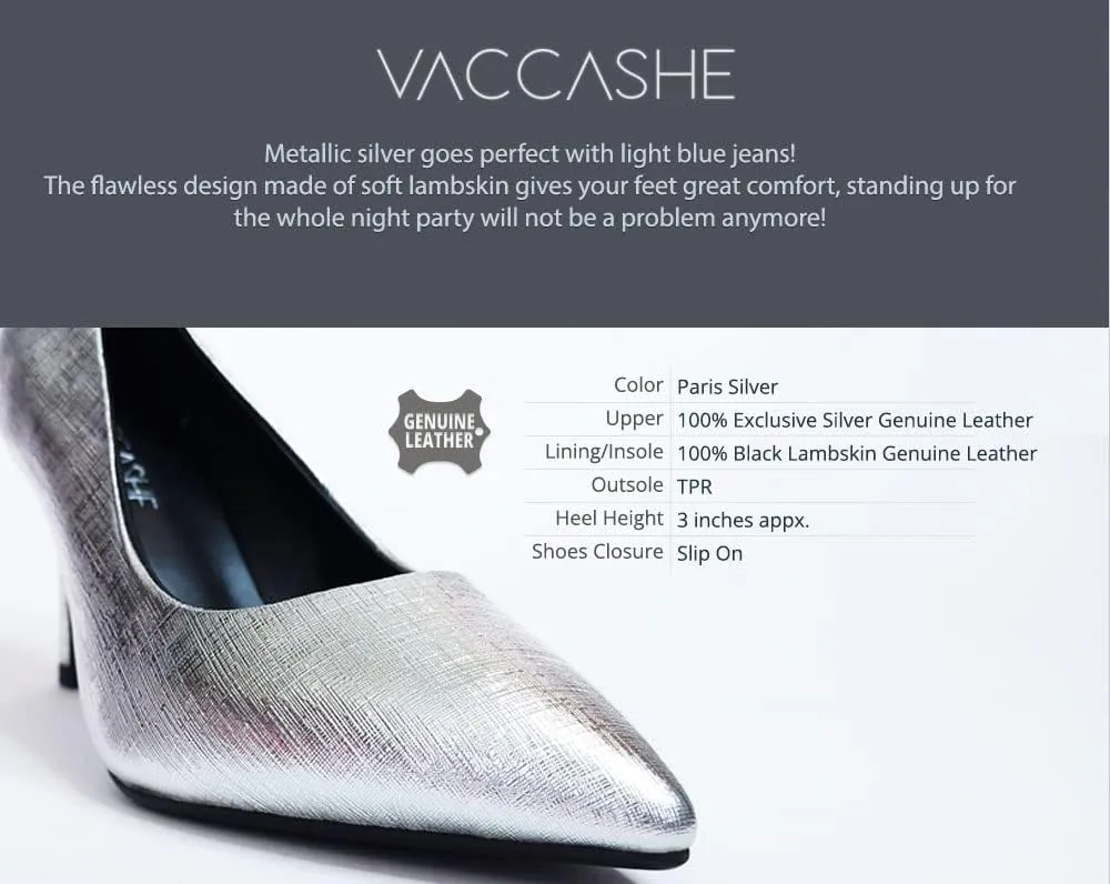 Paris Metallic Leather Dress Pump Shoes Stiletto Heels