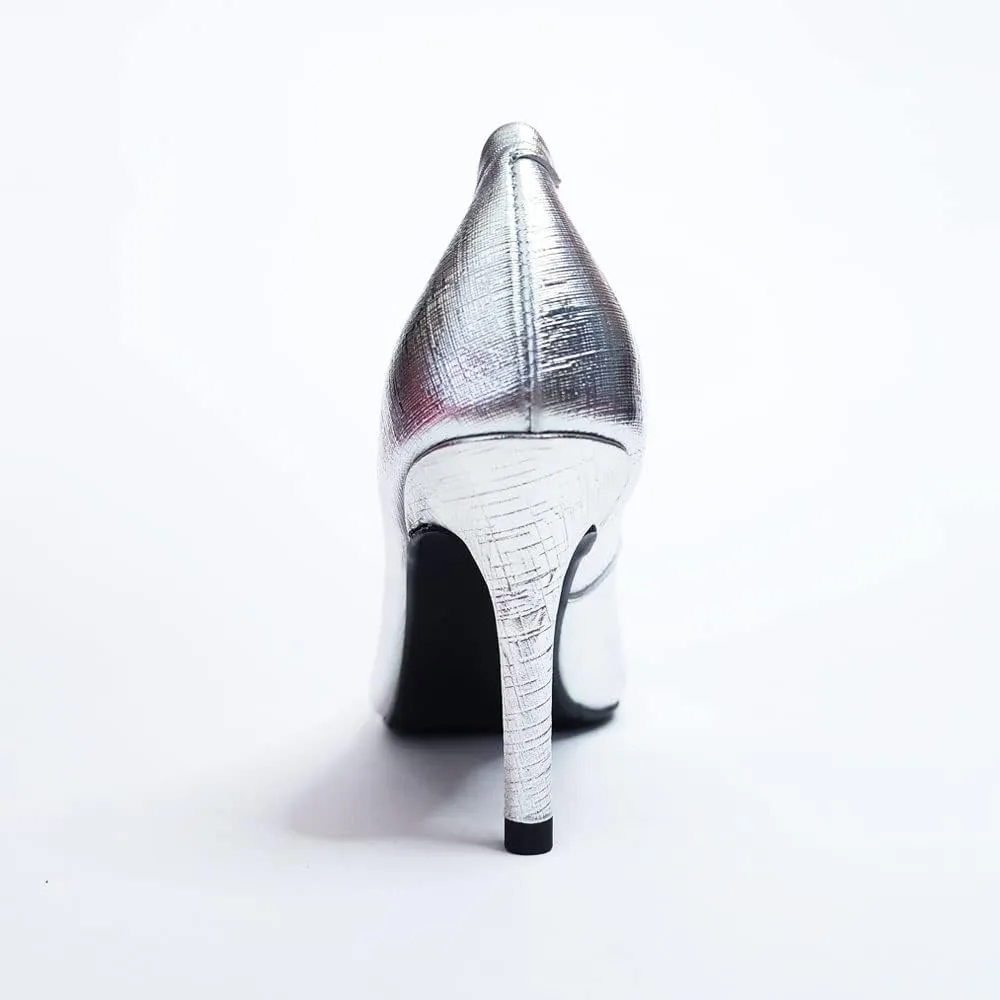 Paris Metallic Leather Dress Pump Shoes Stiletto Heels