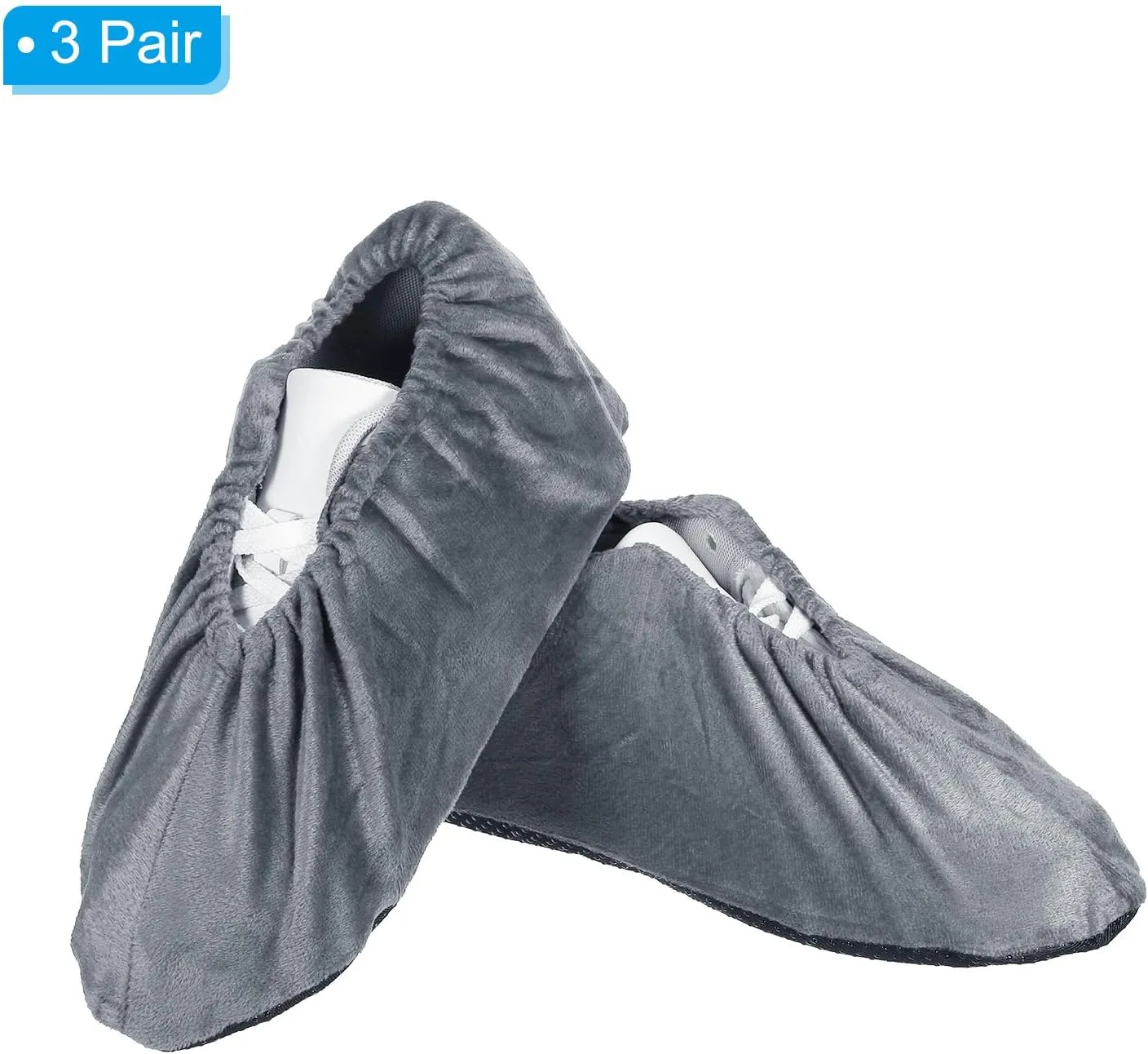 PATIKIL Shoe Covers, 3 Pairs Reusable Non Slip Shoe Protector Covers Washable Soft Shoe Cover for Household Office, Grey
