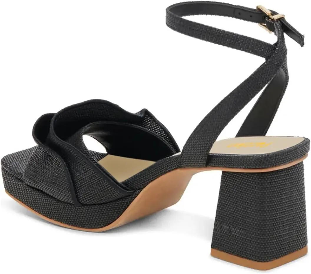 Pazzion Women Platform Square Toe Pleated Ruffle Sandal Block High Heel Strap Buckle Pumps Sexy Club Prom Casual Shoes Size 4-16 US
