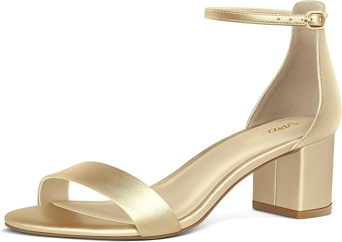 PIZZ ANNU Women's Low Block Chunky Heels Sandals Comfortable Open Toe Ankle Strap Party Dress Pump Shoes Strappy Buckle Heeled Sandal with 2 Inches Tall Thick Heel Design