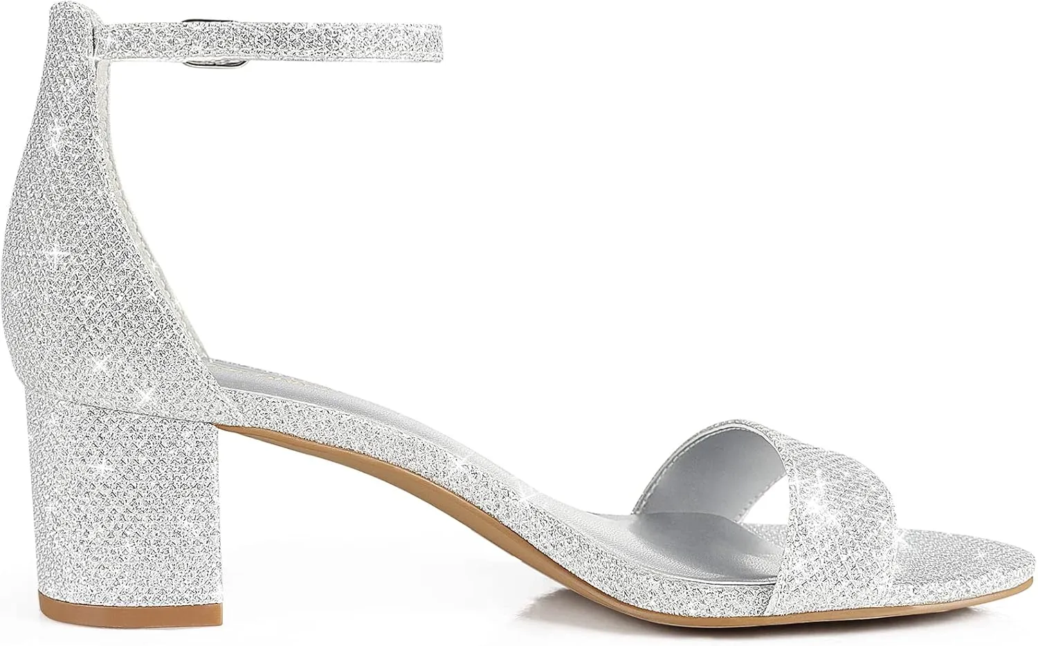 PIZZ ANNU Women's Low Block Chunky Heels Sandals Comfortable Open Toe Ankle Strap Party Dress Pump Shoes Strappy Buckle Heeled Sandal with 2 Inches Tall Thick Heel Design
