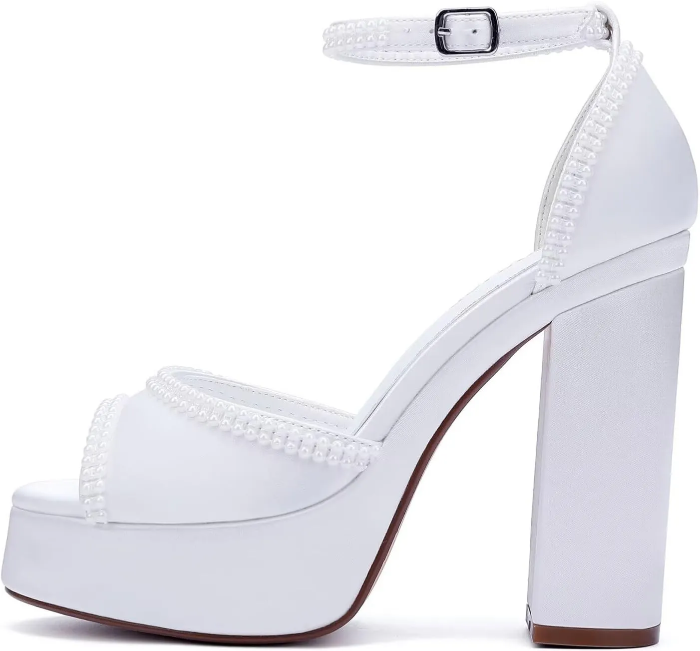 Platform Heels Wedding Shoes for Bride Ankle Strap Bridal Heeled Sandals Wedding Heels