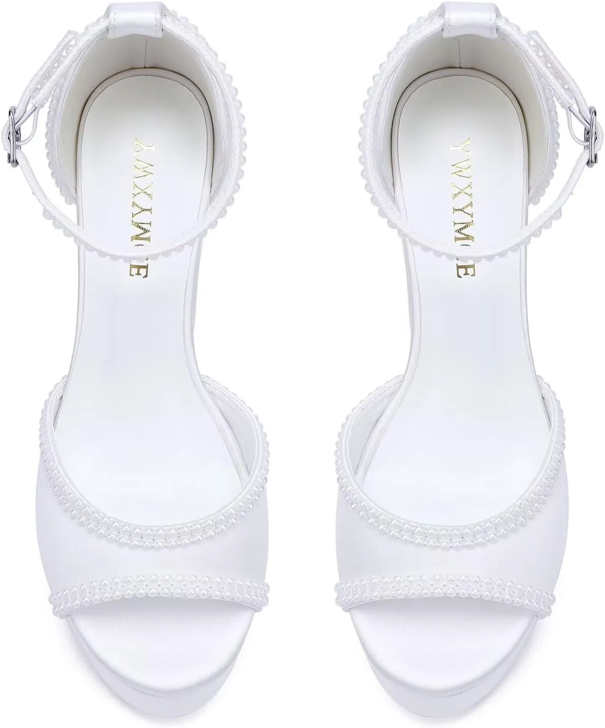 Platform Heels Wedding Shoes for Bride Ankle Strap Bridal Heeled Sandals Wedding Heels