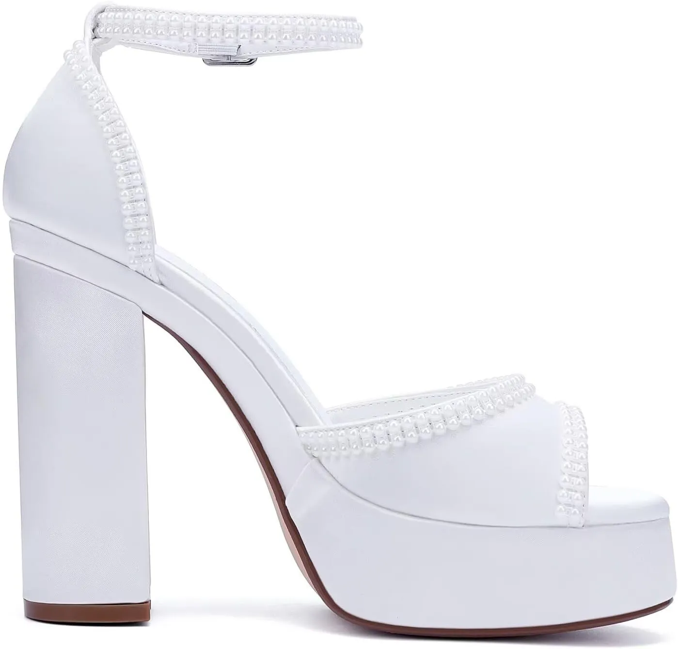 Platform Heels Wedding Shoes for Bride Ankle Strap Bridal Heeled Sandals Wedding Heels