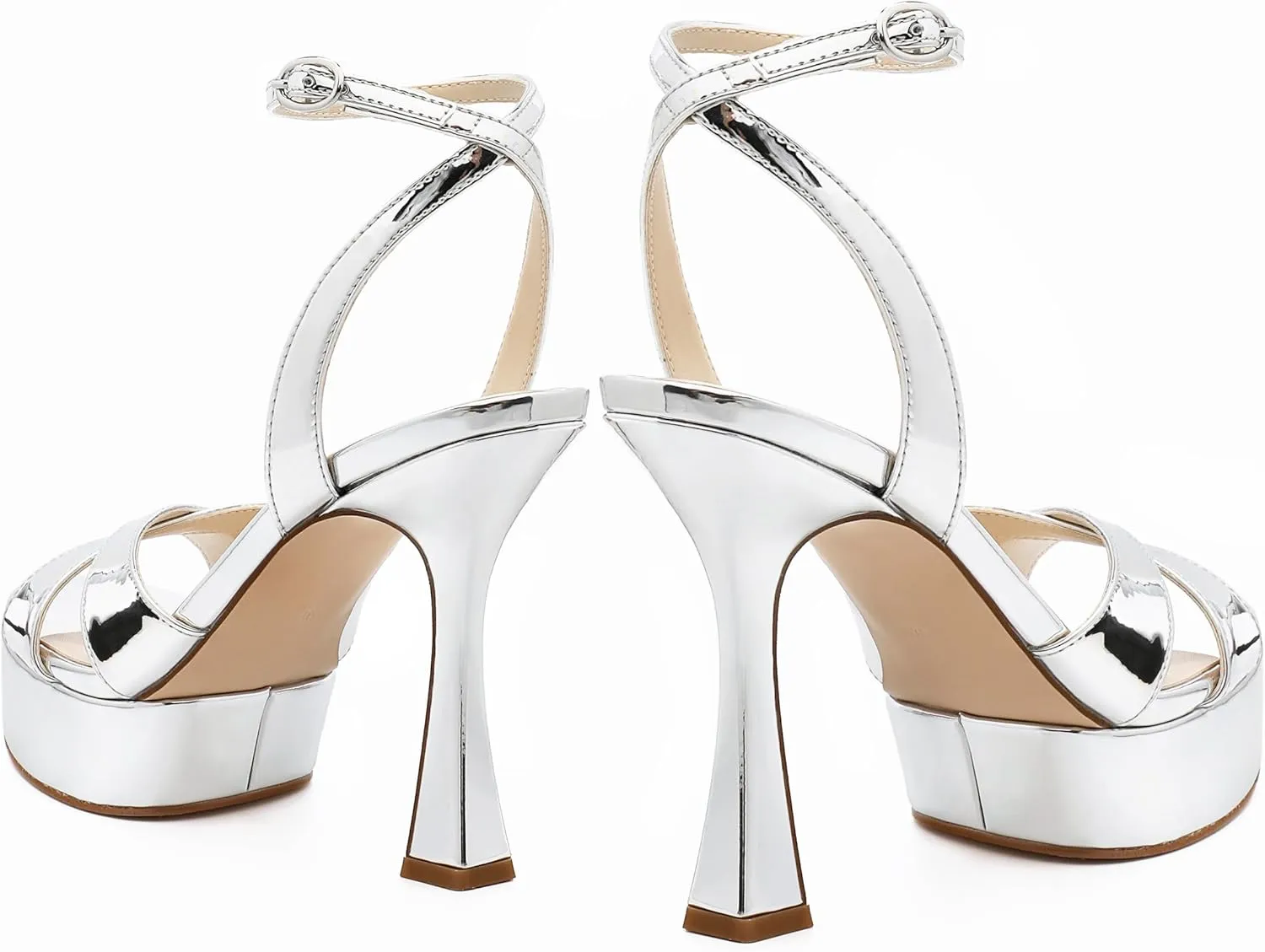 Platform High Heels for Women, Open Toe Ankle Strap Sexy Heeled Sandals for Wedding Party Dress