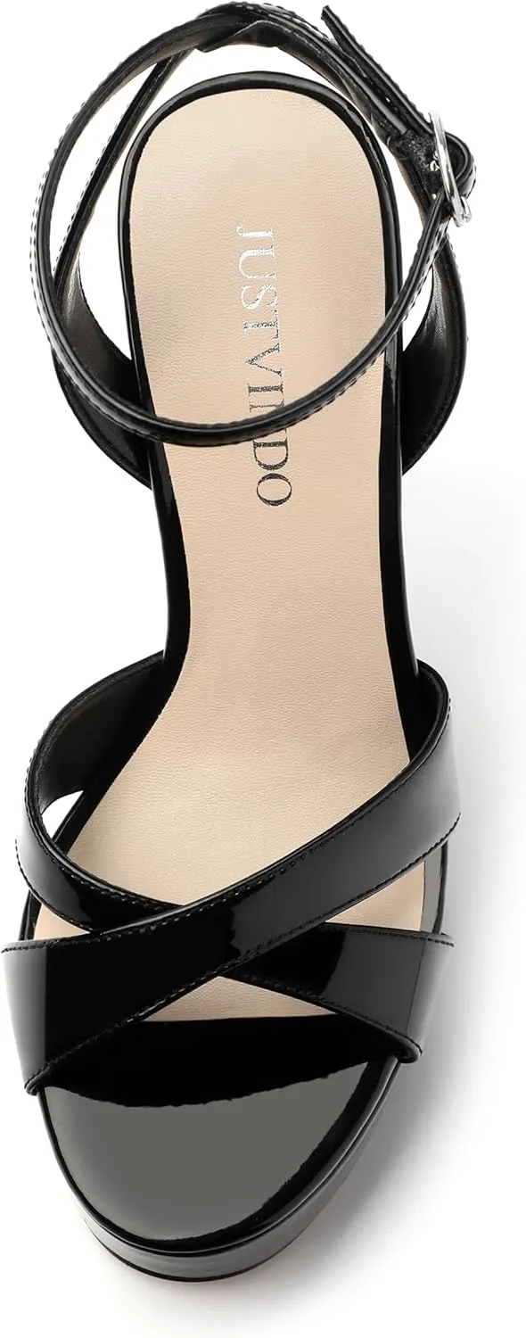 Platform High Heels for Women, Open Toe Ankle Strap Sexy Heeled Sandals for Wedding Party Dress