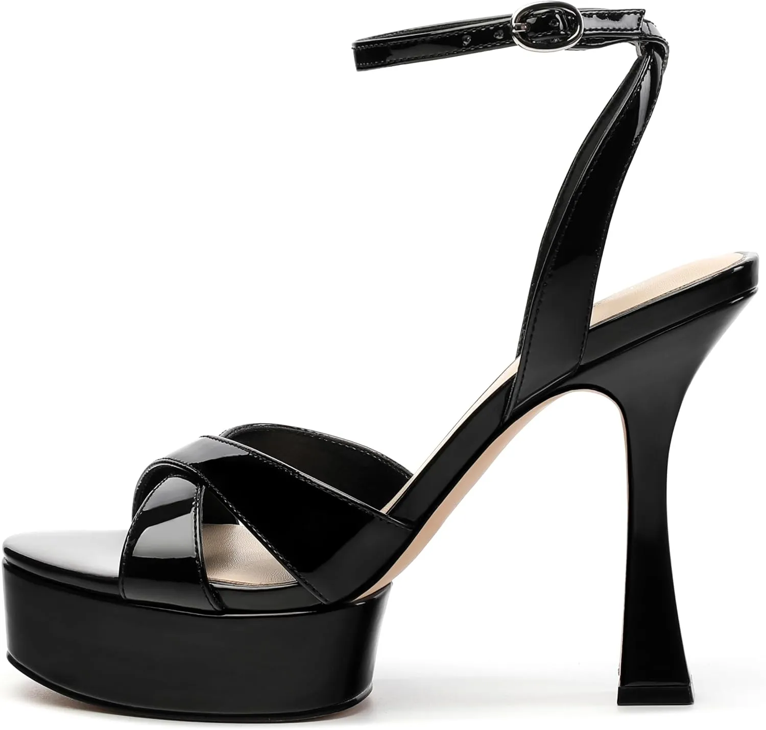 Platform High Heels for Women, Open Toe Ankle Strap Sexy Heeled Sandals for Wedding Party Dress