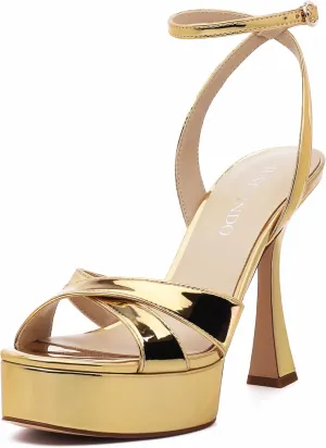 Platform High Heels for Women, Open Toe Ankle Strap Sexy Heeled Sandals for Wedding Party Dress