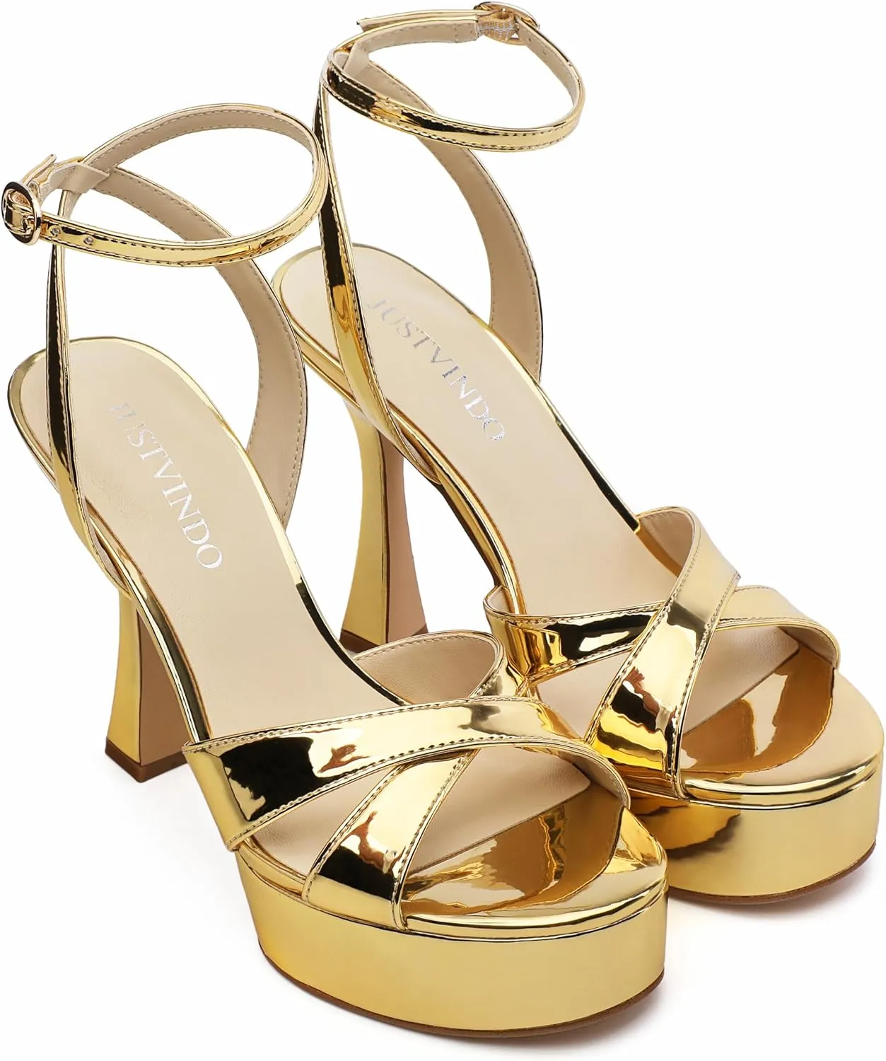 Platform High Heels for Women, Open Toe Ankle Strap Sexy Heeled Sandals for Wedding Party Dress