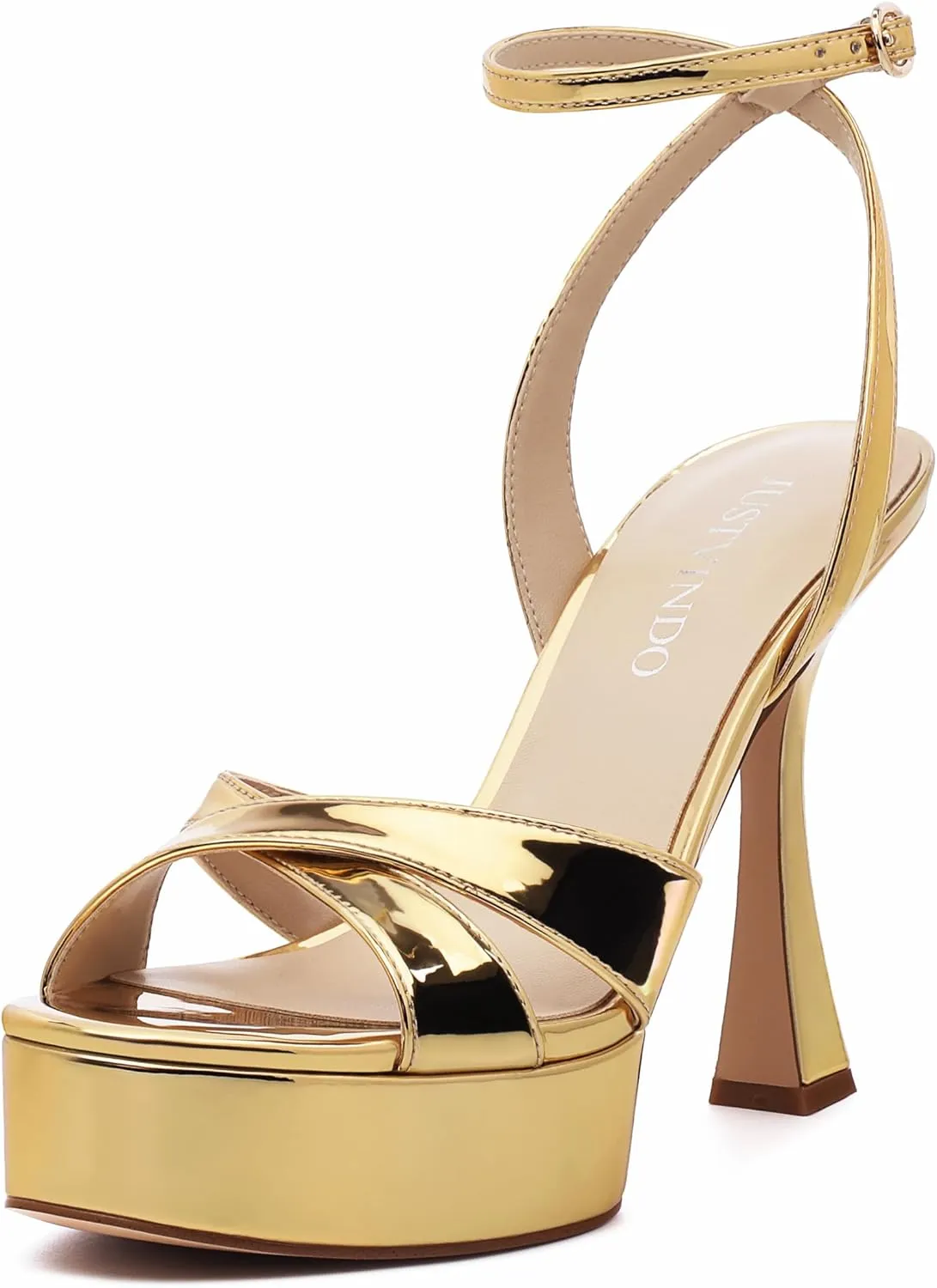 Platform High Heels for Women, Open Toe Ankle Strap Sexy Heeled Sandals for Wedding Party Dress
