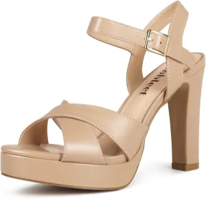 Platform High Heels for Women Strappy Chunky Heels Sandals for Women Open Toe Block Heeled Sandals with Ankle Strap Summer Dress Shoes