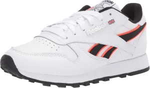 Reebok Men's Classic Leather Sneaker, White/neon red/Black, 11 M US