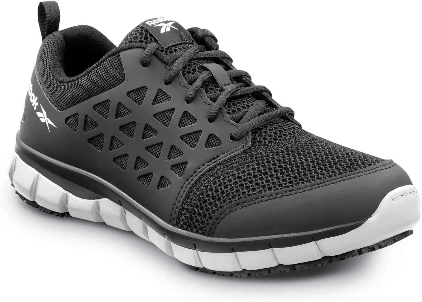 Reebok Work Sublite Cushion Work, Men's, Athletic Style, MaxTrax Slip Resistant, Soft Toe Work Shoe