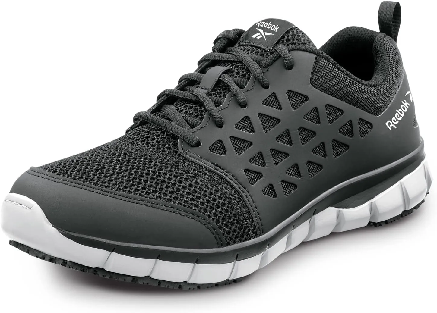 Reebok Work Sublite Cushion Work, Men's, Athletic Style, MaxTrax Slip Resistant, Soft Toe Work Shoe