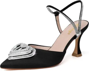 RIBONGZ Women's Wedding Shoes Glitter Sparkly Pointed Toe Strappy High Heels Sexy Ankle Strap Pumps Bridal Party Work Dress Shoes