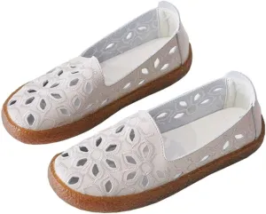 SAILING LU Women's Ballet Flat Round Toe Dress Shoes Casual Anti-Slip Slip On Hollow Rope Loafer