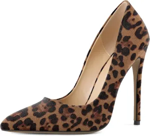 SAMMITOP Women Classic High Heel Pumps Pointed Toe Stiletto Heels Slip On Wedding Party Dress Shoes Faux Suede 4.7 Inch