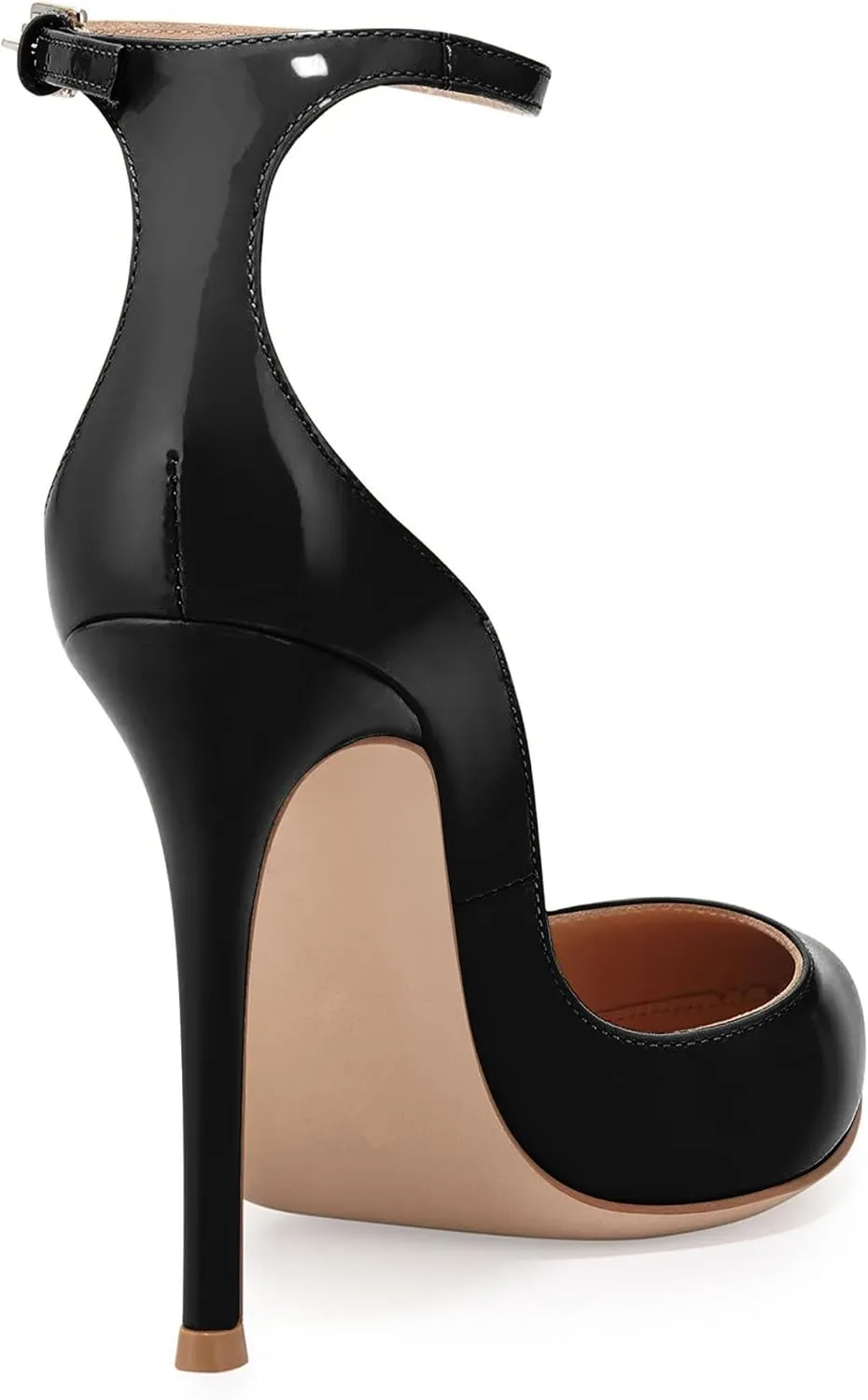 SAMMITOP Women's 100mm High Heel Pumps with Ankle Strap Pointed Toe Party Dress Shoes