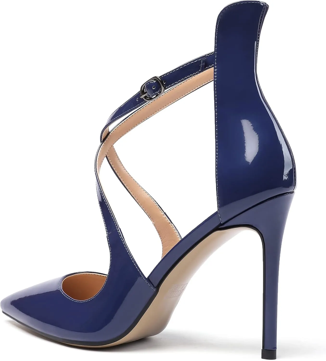SAMMITOP Women's Pointy Toe Ankle Strap Pumps Sexy High Heels Ladies Dress Shoes